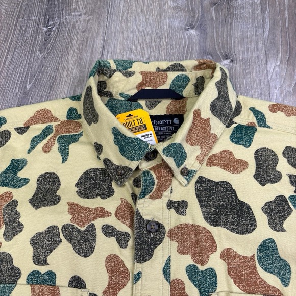 Carhartt Rugged Flex Button Up Shirt Relaxed Fit Duck Camo Mens L Large NWT - Picture 4 of 15